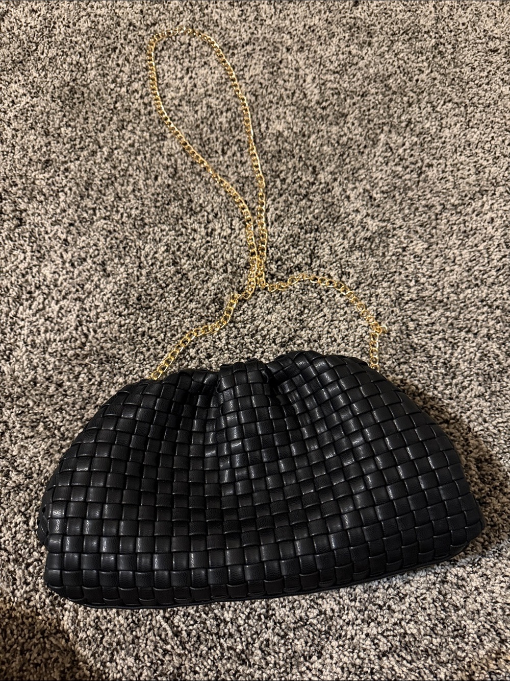 Urban Expressions Black Woven Clutch with Gold Chain Strap